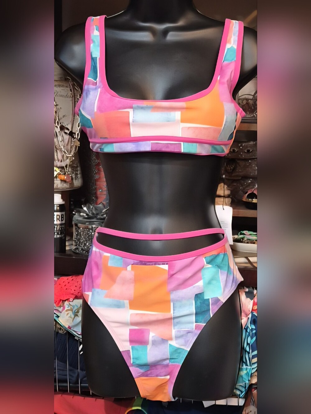 NWT Nanette Lepore 2 Piece Multicolor Swimsuit Size 6